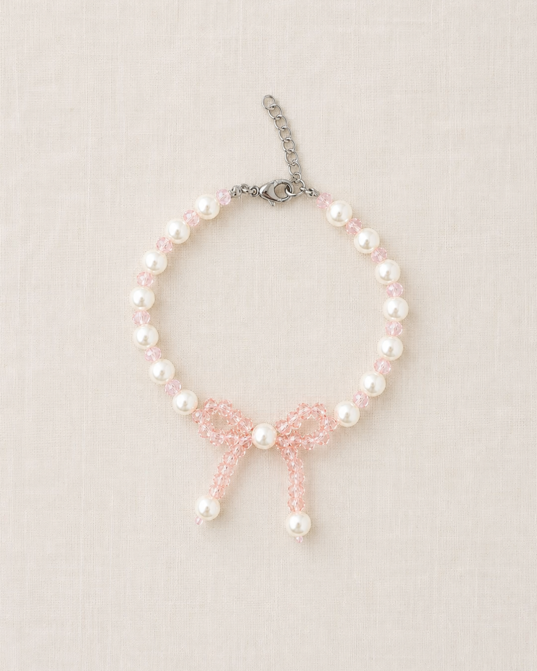 Pulseira Laço e Pérolas