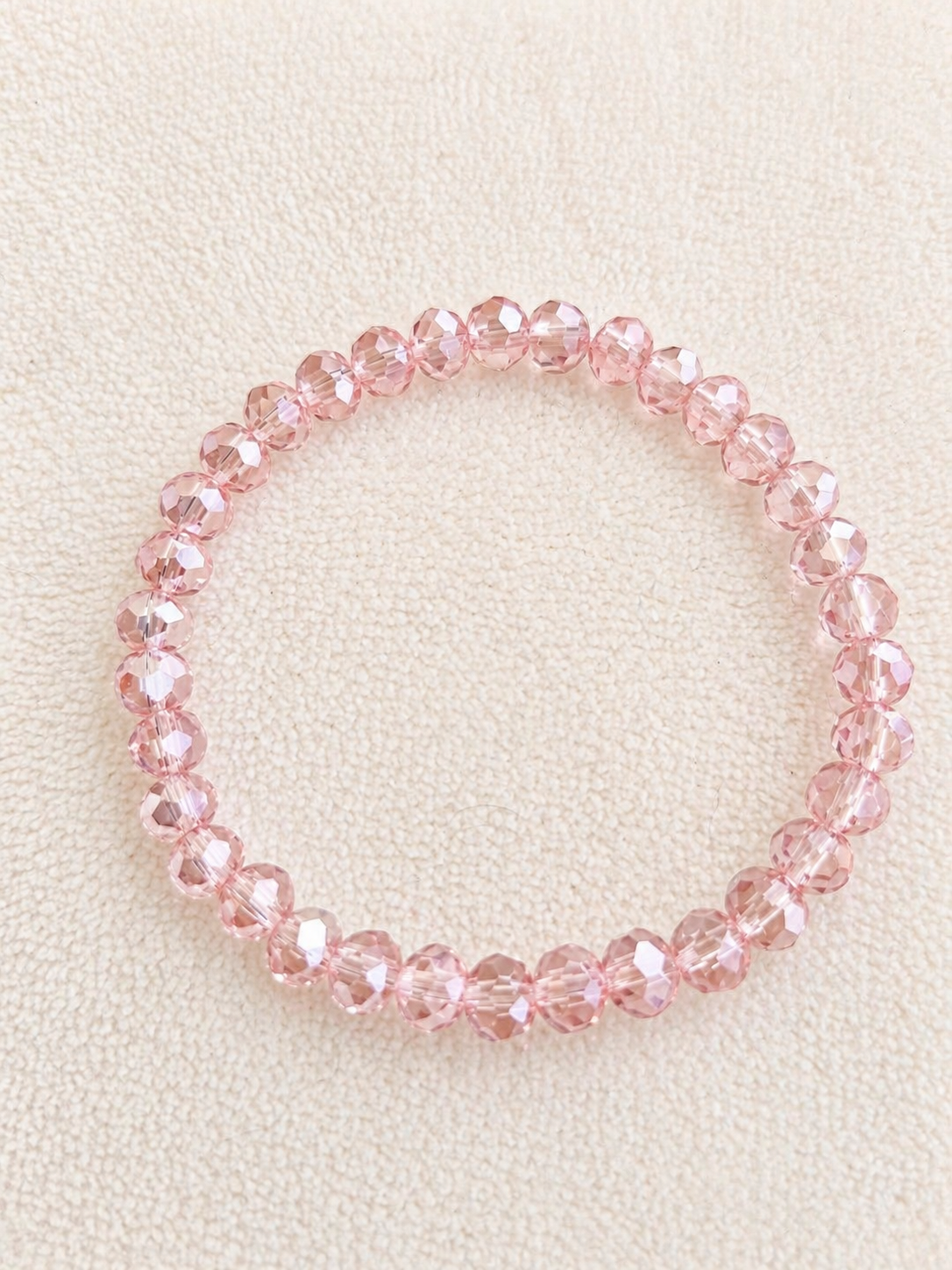 Pulseira Cristais 6mm Rosa